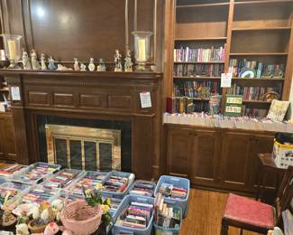 books, bookends, figurines, easter