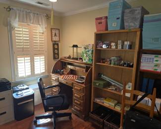 desk and bookshelf