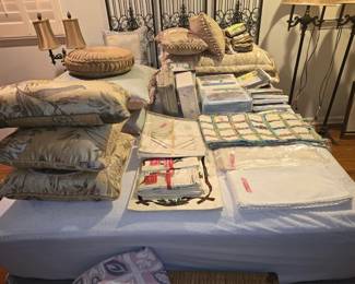 pillows, bedding, table cloths