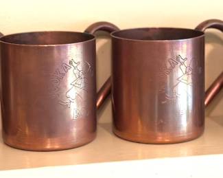 vintage “Vodka Boatman" copper mugs