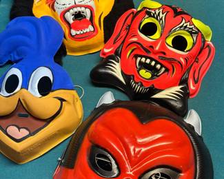vintage molded plastic Halloween masks