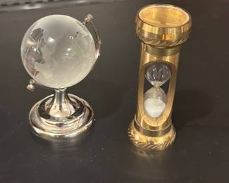Glass mini globe , mini hourglass