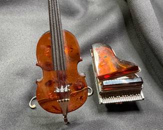 .925 SILVER/AMBER BROOCH