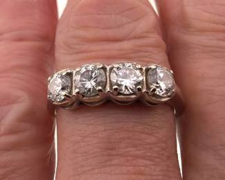 14kt white gold four stone diamond band