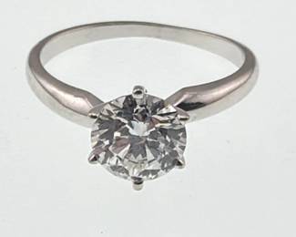Diamond, platinum solitaire ring; 1.20 ctw.