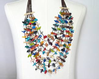 Spectacular Native American 10 strand fetish necklace