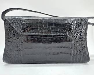 Nancy Gonzales black patent croc shoulder bag