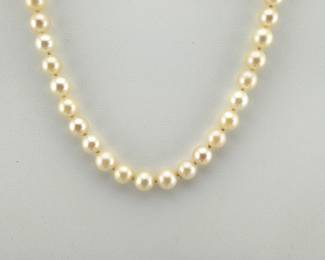 14kt freshwater 6mm cultured pearls; 15"L