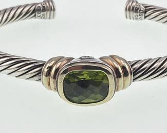 David Yurman 14kt sterling peridot cuff