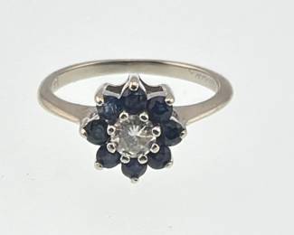 14kt diamond, sapphire ring