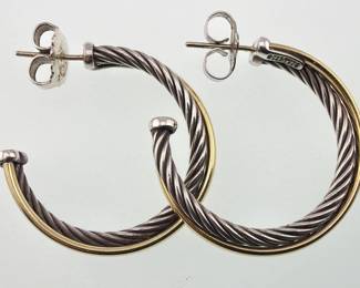 David Yurman 18kt/sterling large hoop earrings