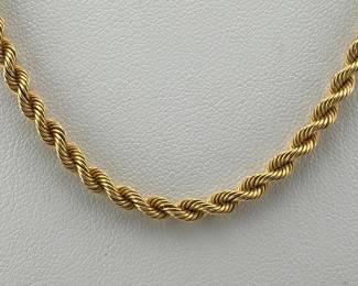 14kt yellow gold twisted rope chain and diamond clasp