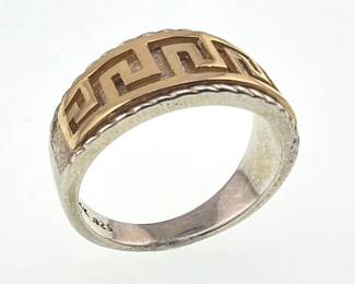 Great looking 14kt and sterling Greek key band