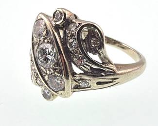 14kt white gold bypass diamond ring