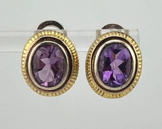 14kt, sterling amethyst earrings