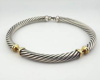  David Yurman 14kt, sterling cable choker