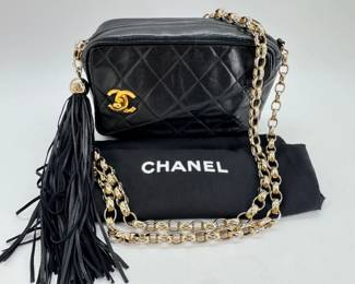 Chanel black quilted lambskin camera bag