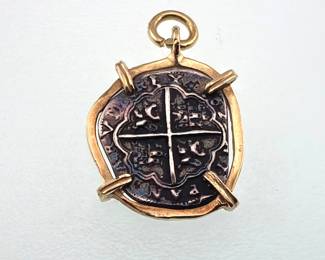 14kt antique coin pendant