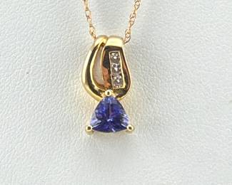 14kt diamond, amethyst necklace