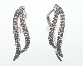 14kt white gold, diamond wave earrings
