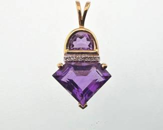 14kt diamond amethyst pendant