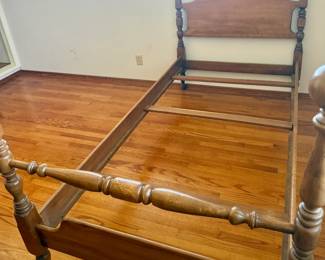 1950s Jenny Lind maple twin bed frame