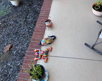 Outdoor pots and plants and yard decor