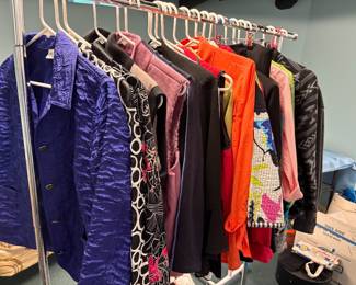 A large amount of the lovely clothes are from Chico’s.  They are primarily a size 1.  Other name brand pieces are mixed in.  
