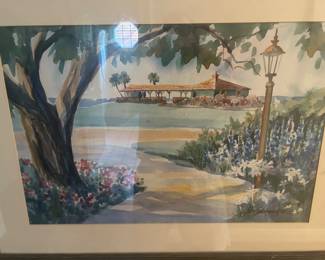 Watercolour of "Julep Point" at the Grand Hotel in Point Clear, Alabama by a local artist