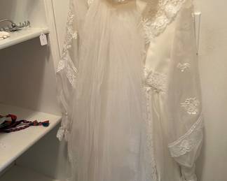 Wedding gown and veil