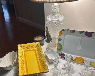 One of a pair of crystal table lamps
