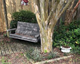 Well made swing, urn and birdhouse