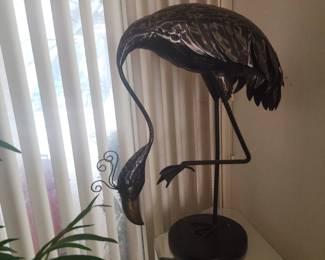 Vintage metal flamingo