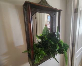 Bamboo rattan wall shelf