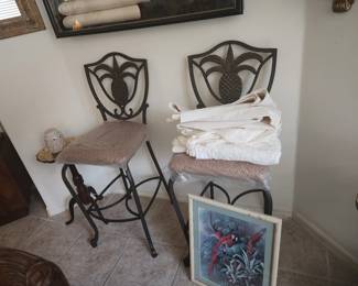 2 wrought iron bar stools
