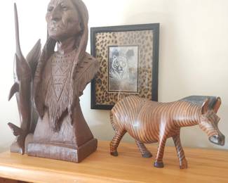 Vintage wood carved statutes