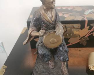 Vintage cast bronze Japanese figurine