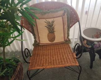 Wrought iron and ratton chair