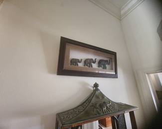 Han carved framed wooden elephants