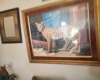 Framed Artwork "Cheetah in Red harness"