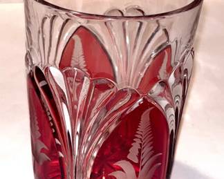 189 Victorian Ruby Red Cut-to-Clear Crystal Tumbler/Vase