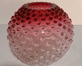 62 Cranberry Rubina Hobnail Glass Rose Bowl/Vase (1880, Hobbs, Brockunier & Co)