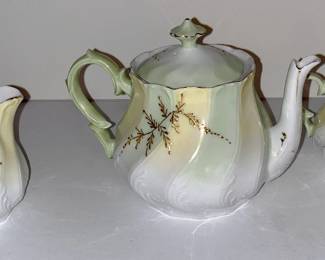 87 Porcelain Teapot, Creamer & Sugar w/ Lids, R.S. Prissia (SET)