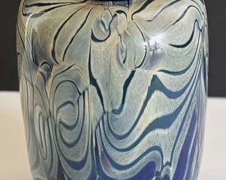 247a Hand Blown Dark Blue Glass Blanche Vase