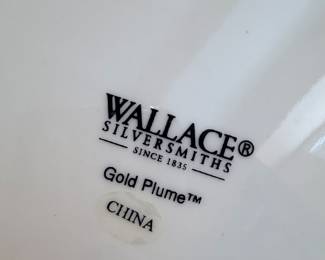 Wallace Dinnerware Collection– Wallace dinnerware featuring a classic white design with gold trim. Includes dinner plates, salad plates, bowls, mugs, serving platters, and additional coordinating pieces. A timeless collection for everyday dining or special occasions. Items sold individually unless noted.