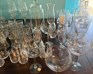 **Princess House Crystal Collection** – Extensive collection of Princess House crystal including stemware, tumblers, wine glasses, champagne flutes, hurricane candle holders, vases, pitchers, canisters, serving pieces, and decorative accessories. A beautiful assortment for entertaining, collecting, or adding to an existing Princess House collection. Items sold individually unless noted.