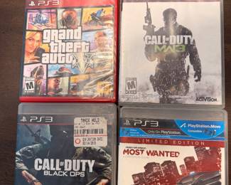 ps3 games. Grand theft auto, Call of duty, black ops, Most wanted