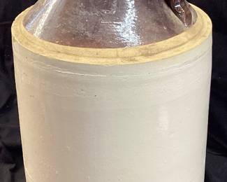 ANTIQUE BURLEY & WINTER POTTERY COMPANY 5 GALLON STONEWARE JUG CROCK, FEATURES BLUE HEART AROUND #5