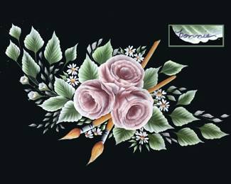 Hand Painted Rose Plaque Signed Bonnie