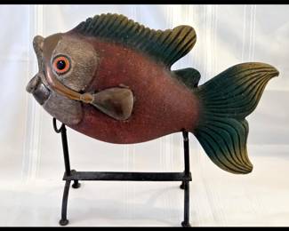 Pottery Fish with Copper Accents
